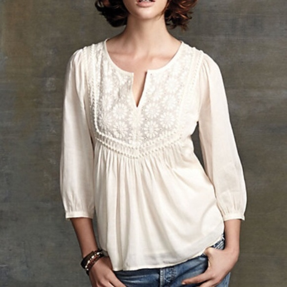 Anthro leifnotes black peasant top